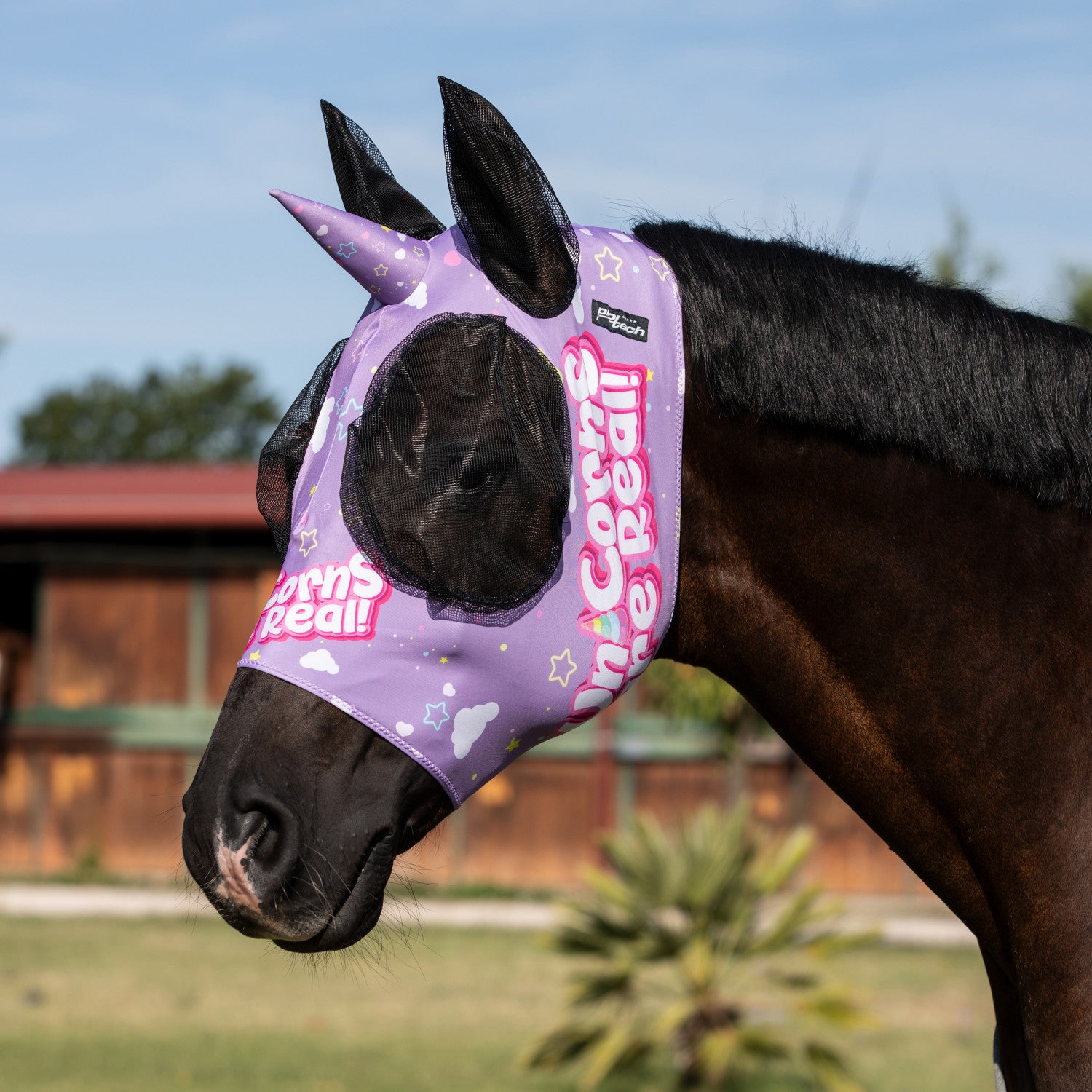 UNICORN  ANTI-FLY MASK WITH EAR COVER NET.