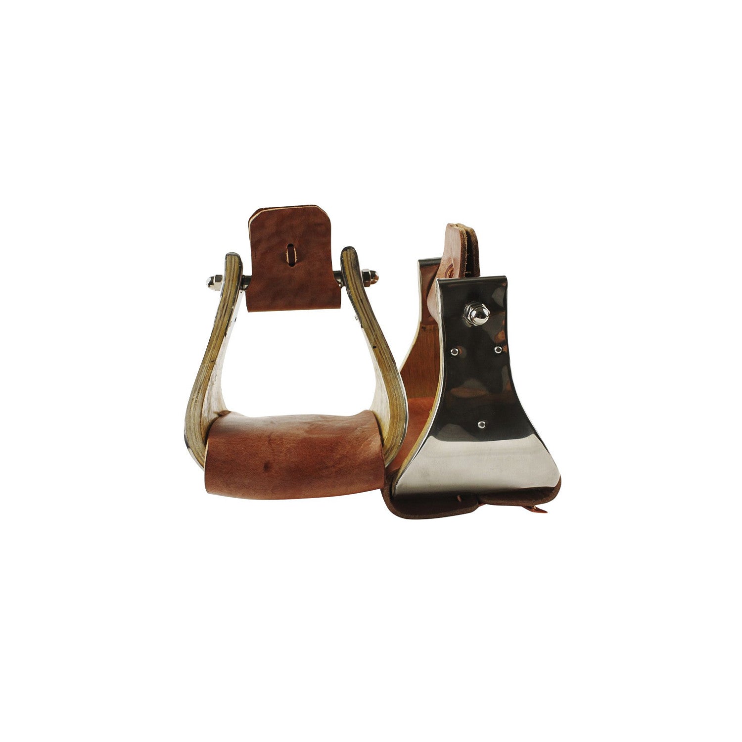 WOODEN WESTERN STIRRUPS FOOTBORD 5" METAL COVERED POOL&