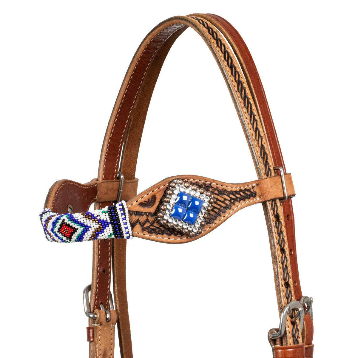 HEADSTALL WITH BLUE DIAMOND DECORATIONS