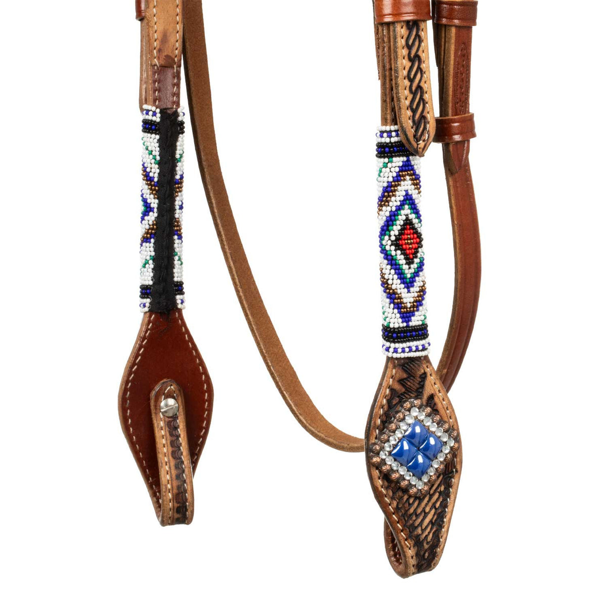 HEADSTALL WITH BLUE DIAMOND DECORATIONS