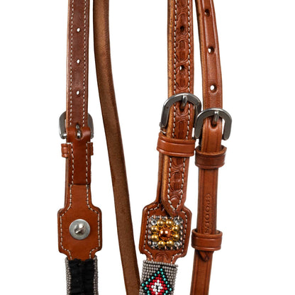 BRIDLE WITH NAVAJO BEADED DECORATIONS