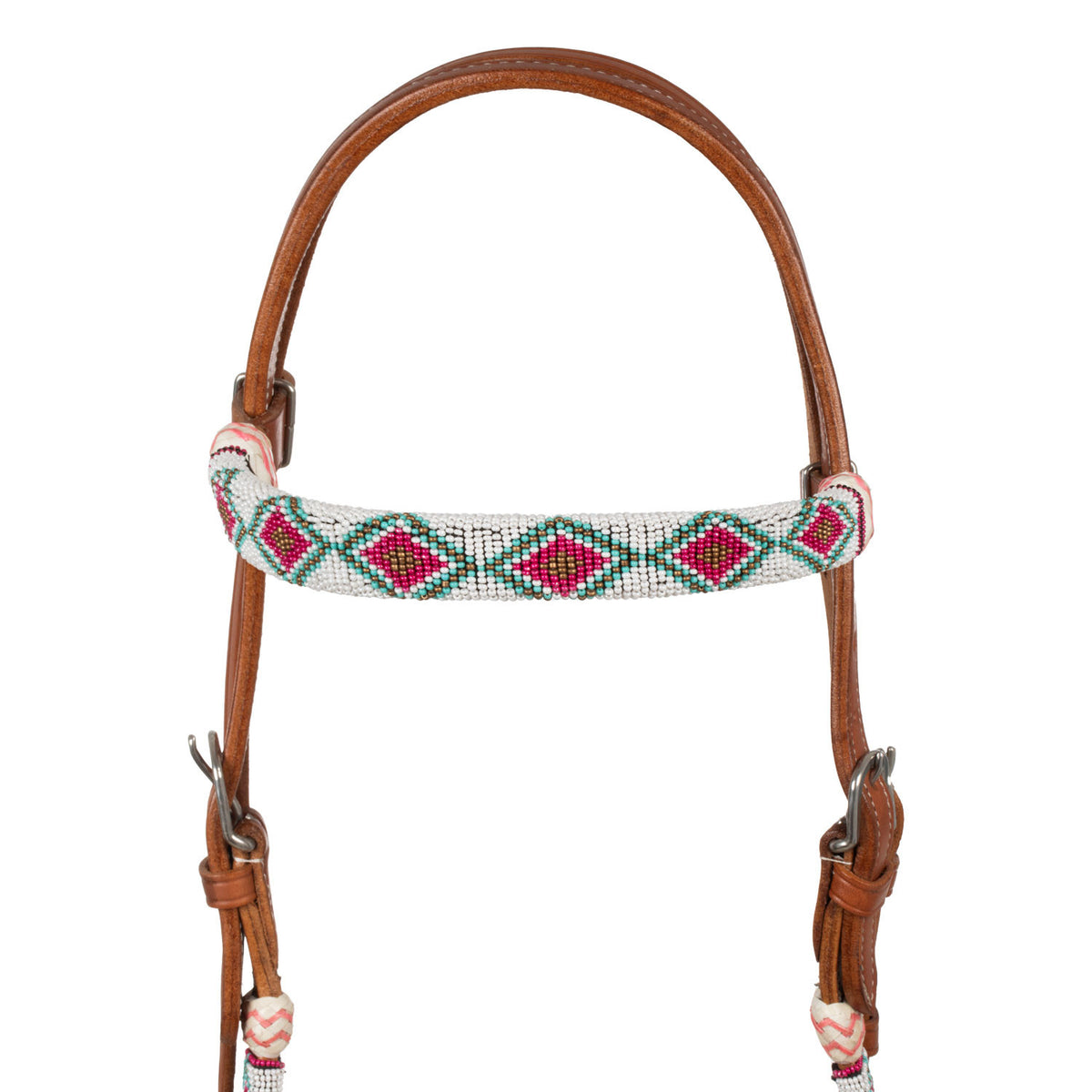 Beaded bosal bridle with cotton mecate reins