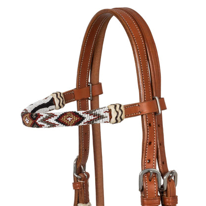 Bridle with beaded soutwest decorations and cottono mecate reins