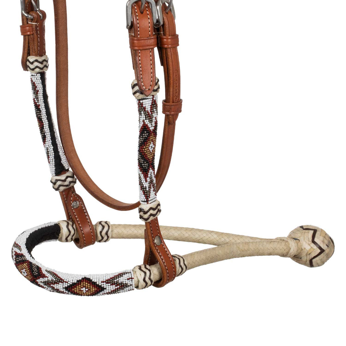 Bridle with beaded soutwest decorations and cottono mecate reins