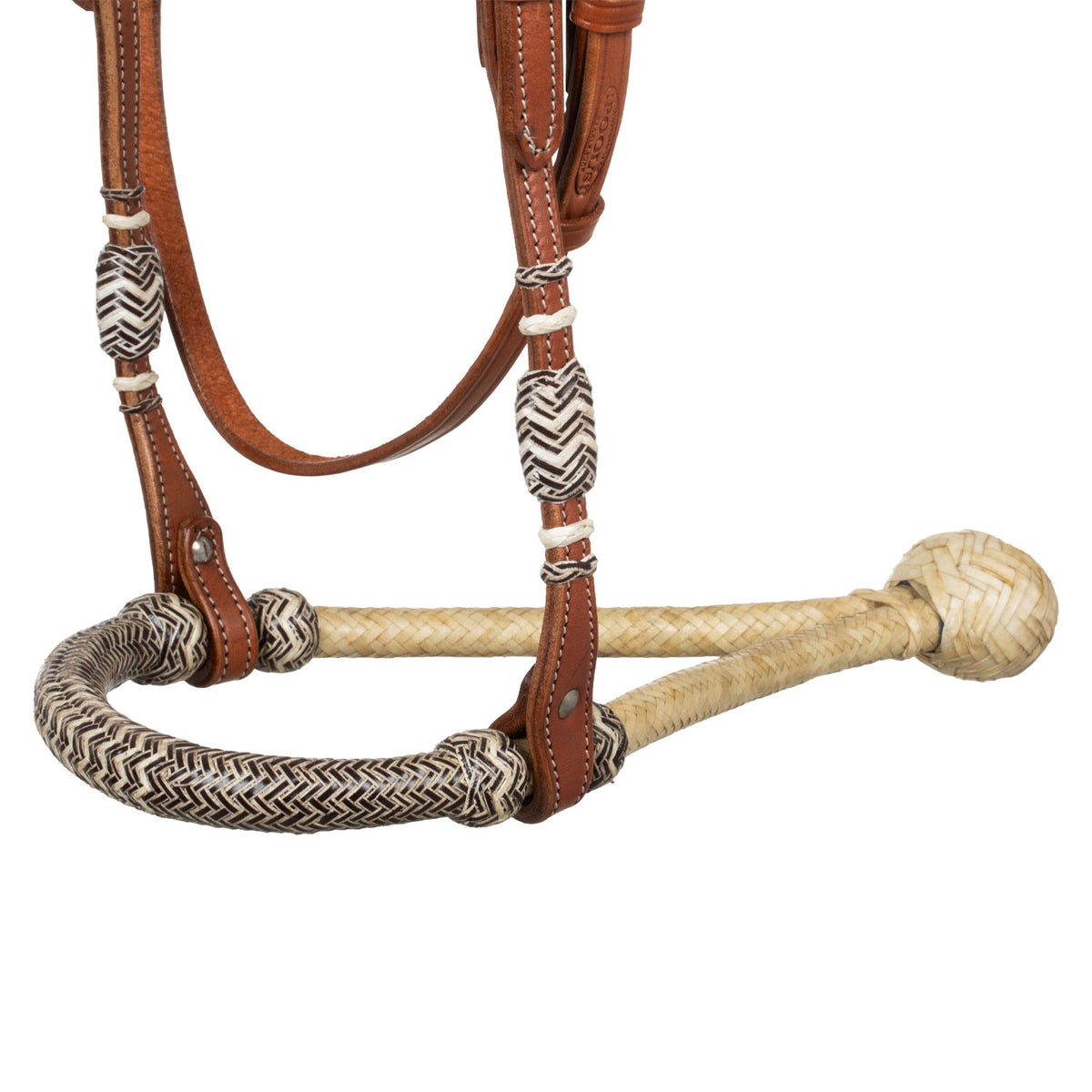 Rawhide core bosal set with cotton mecate reins