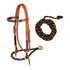BURGUNDY PEARLS SET WITH HORSEHAIR MECATE REINS.
