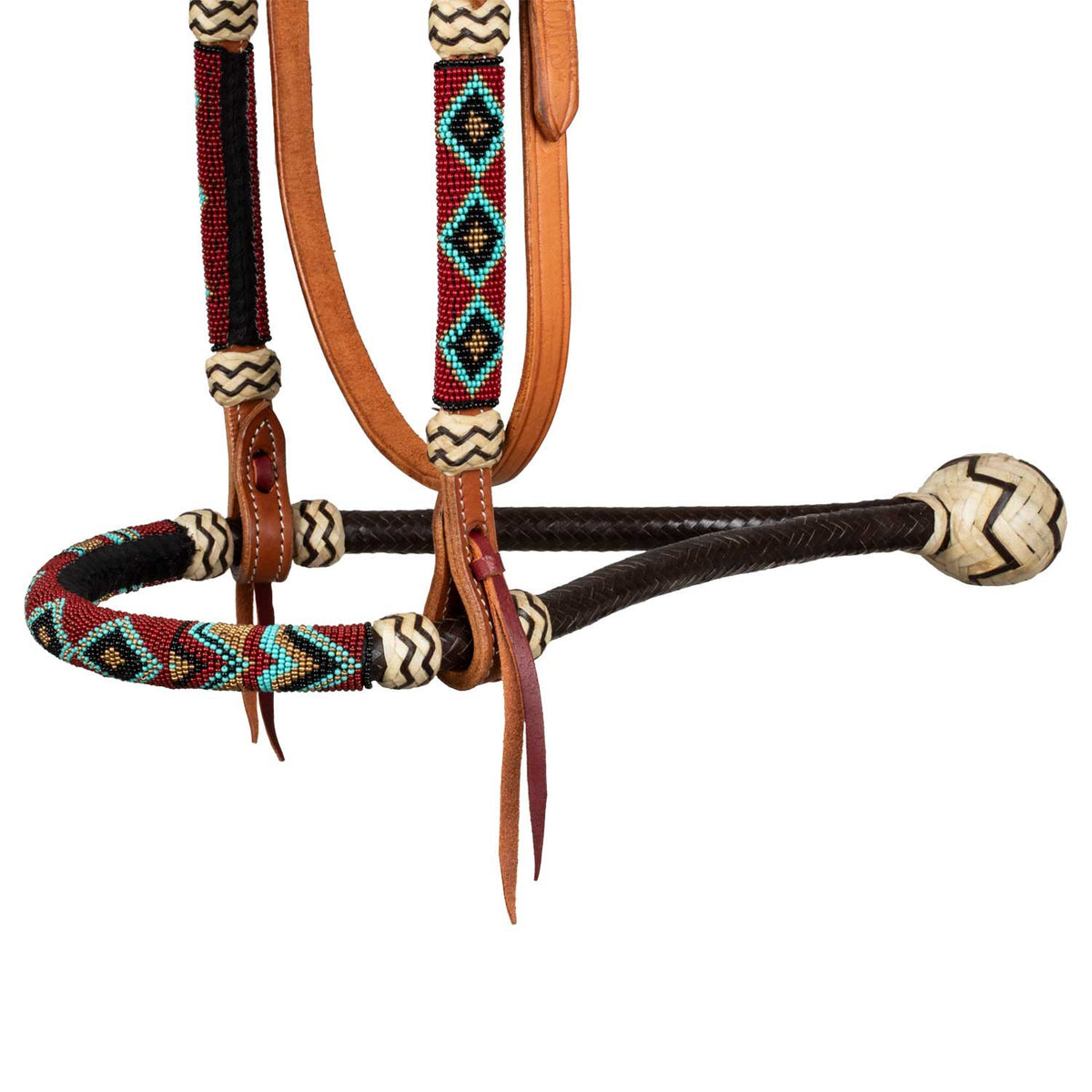 BURGUNDY PEARLS SET WITH HORSEHAIR MECATE REINS