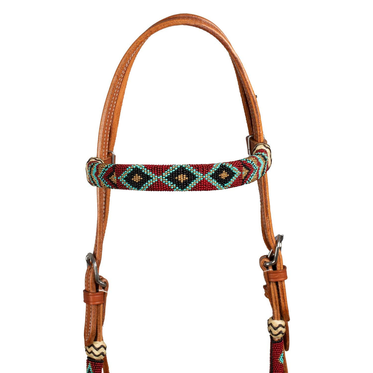 BURGUNDY PEARLS SET WITH HORSEHAIR MECATE REINS