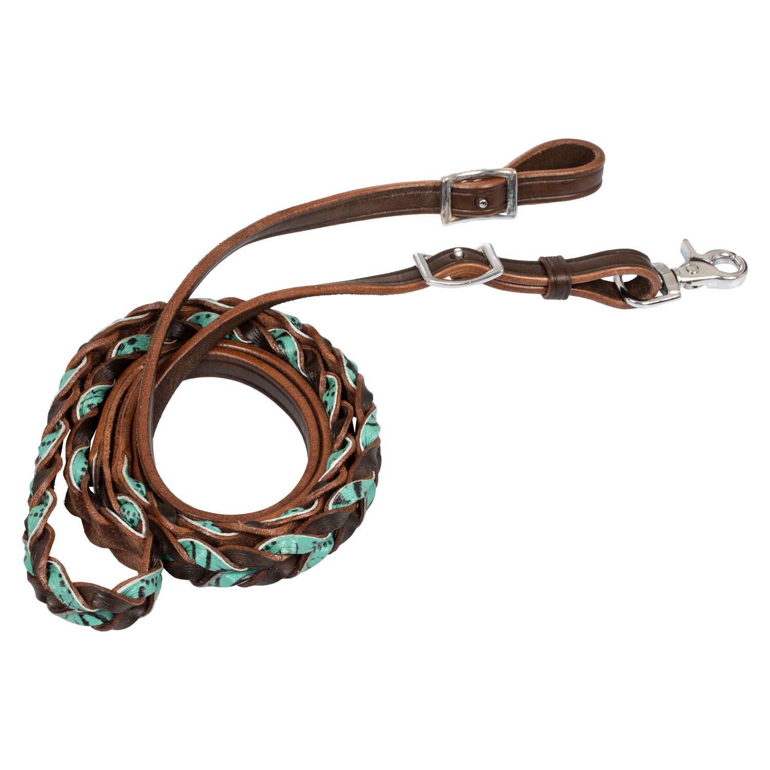 Braided leather decorations reins.