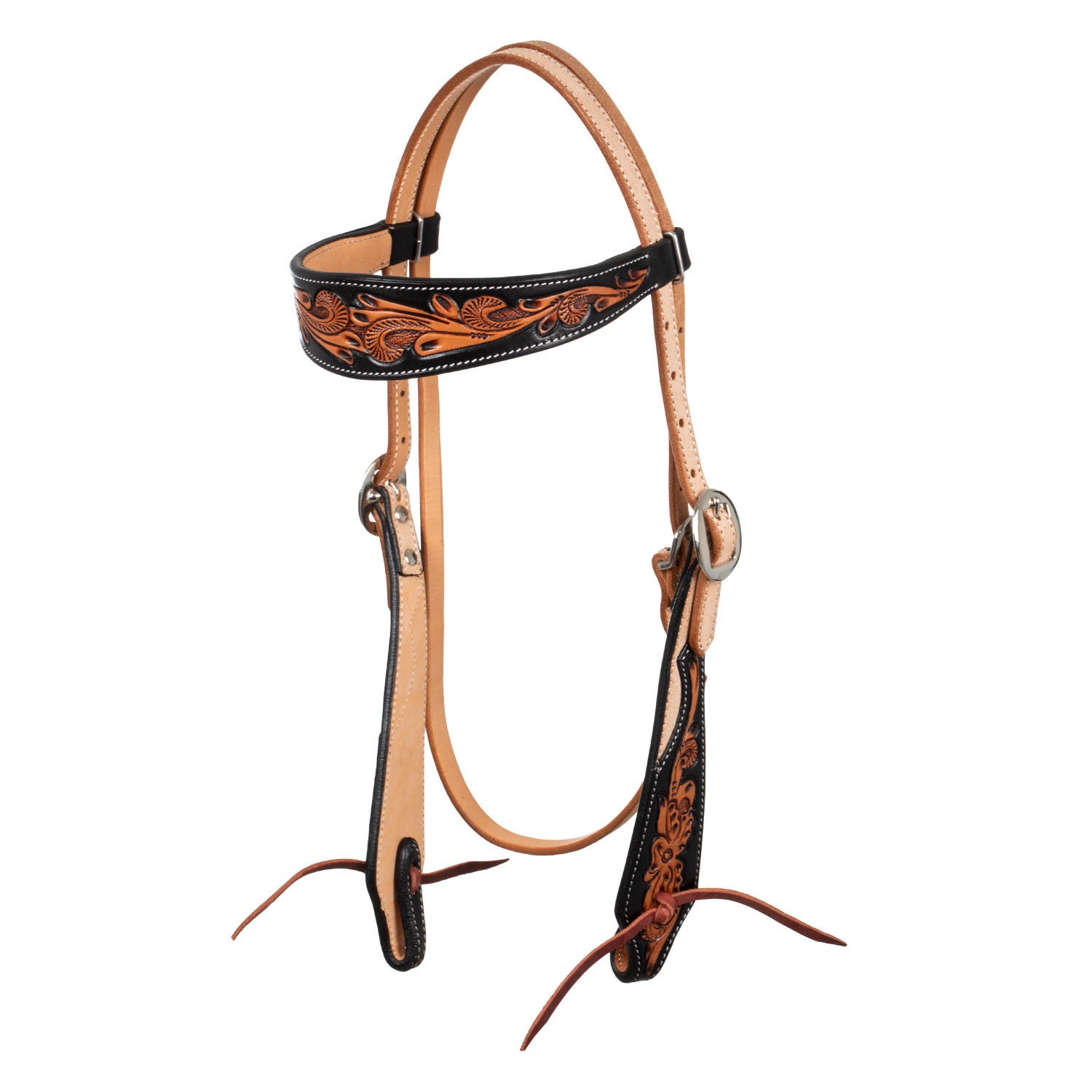 WESTERN BRIDLE DARK FLORAL TOOLING.