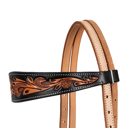 WESTERN BRIDLE DARK FLORAL TOOLING