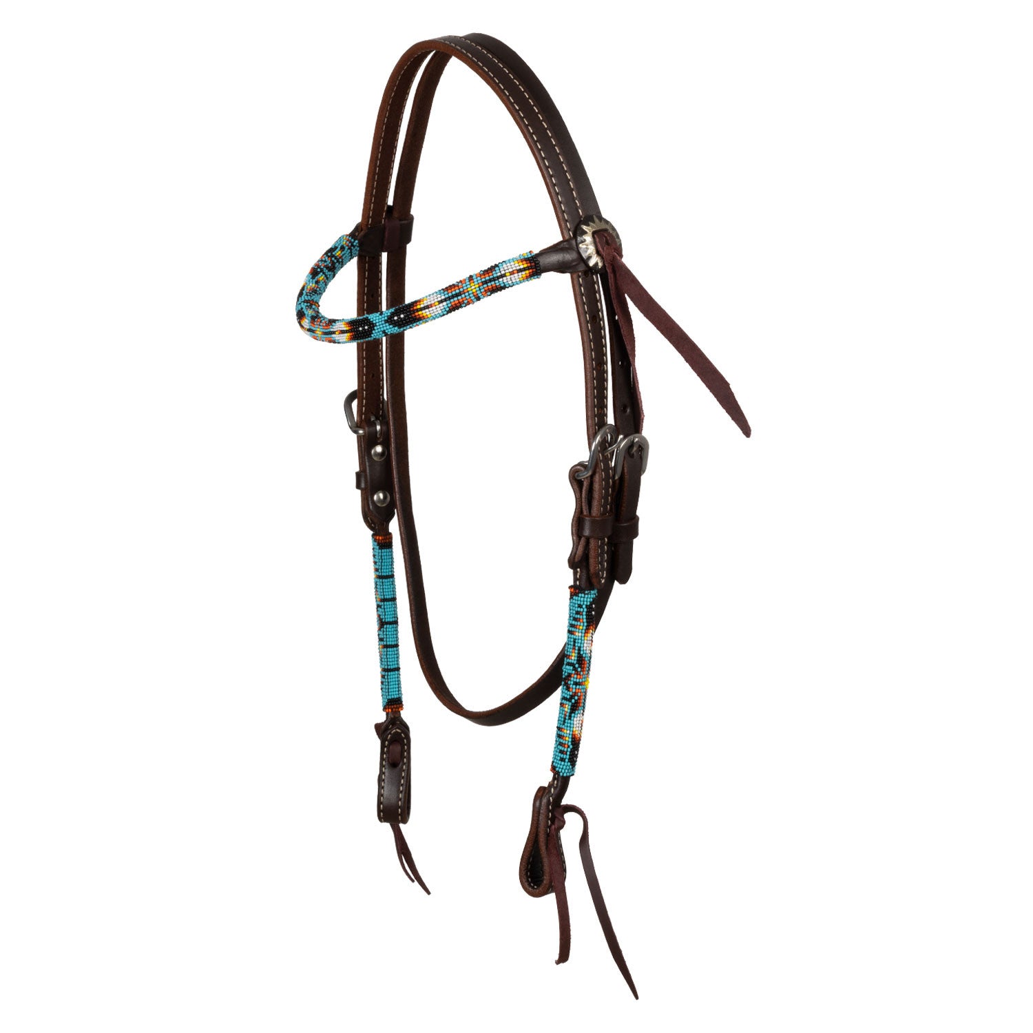 NAVAJO SKY BEADED OILED WESTERN BRIDLE.