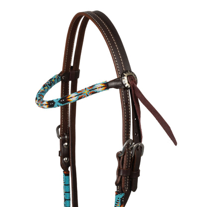 NAVAJO SKY BEADED OILED WESTERN BRIDLE
