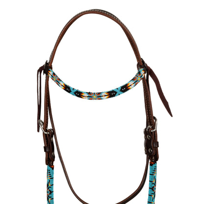 NAVAJO SKY BEADED OILED WESTERN BRIDLE