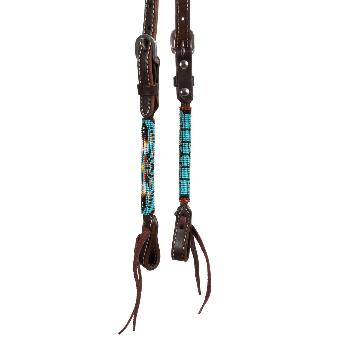 NAVAJO SKY BEADED OILED WESTERN ONE EAR BRIDLE