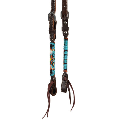 NAVAJO SKY BEADED OILED WESTERN ONE EAR BRIDLE