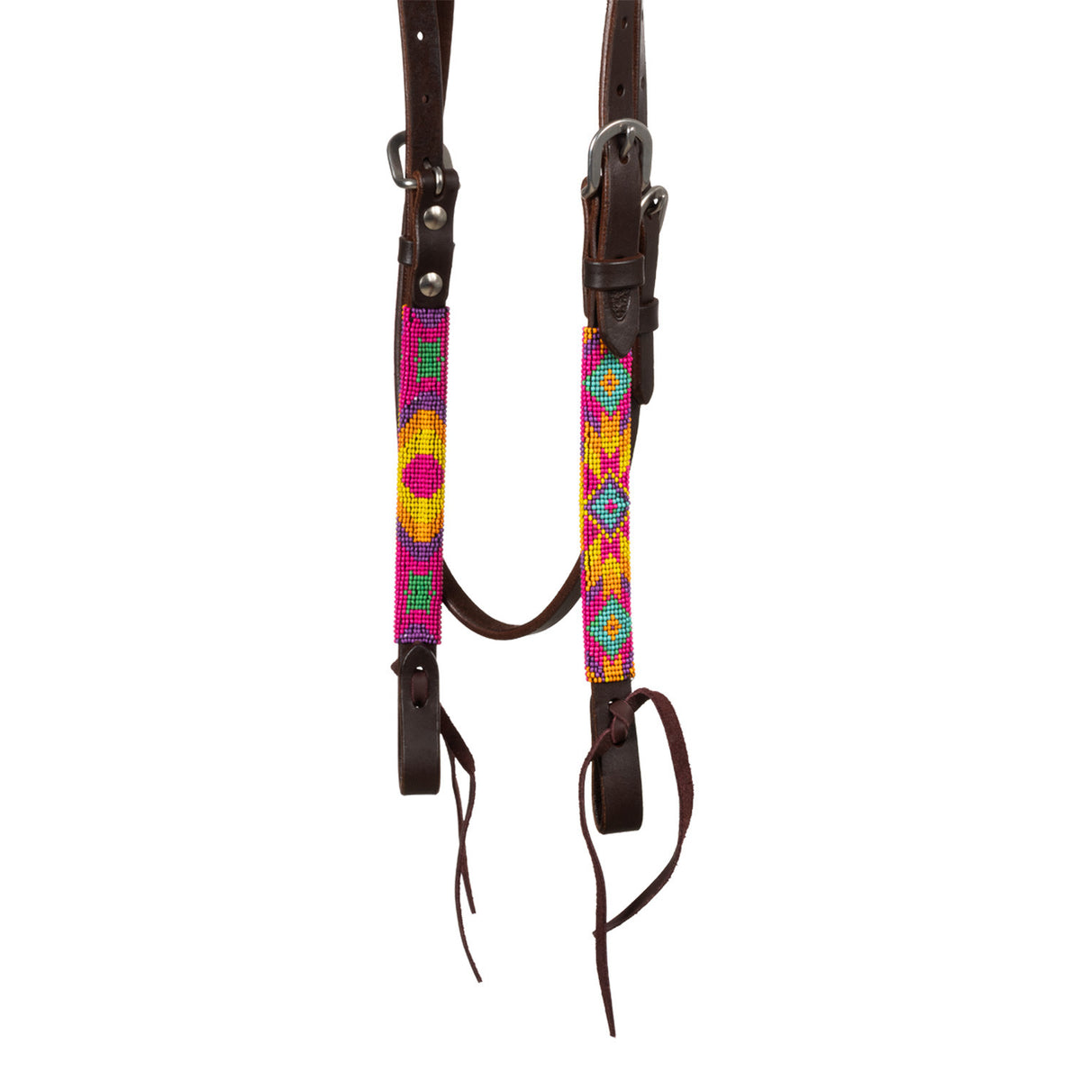 MULTICOLOR BEADED OILED WESTERN BRIDLE