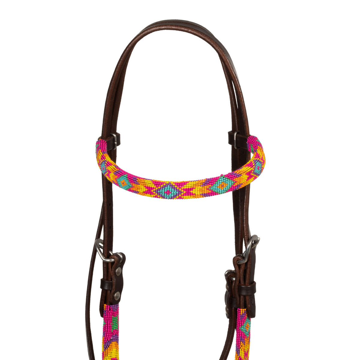MULTICOLOR BEADED OILED WESTERN BRIDLE