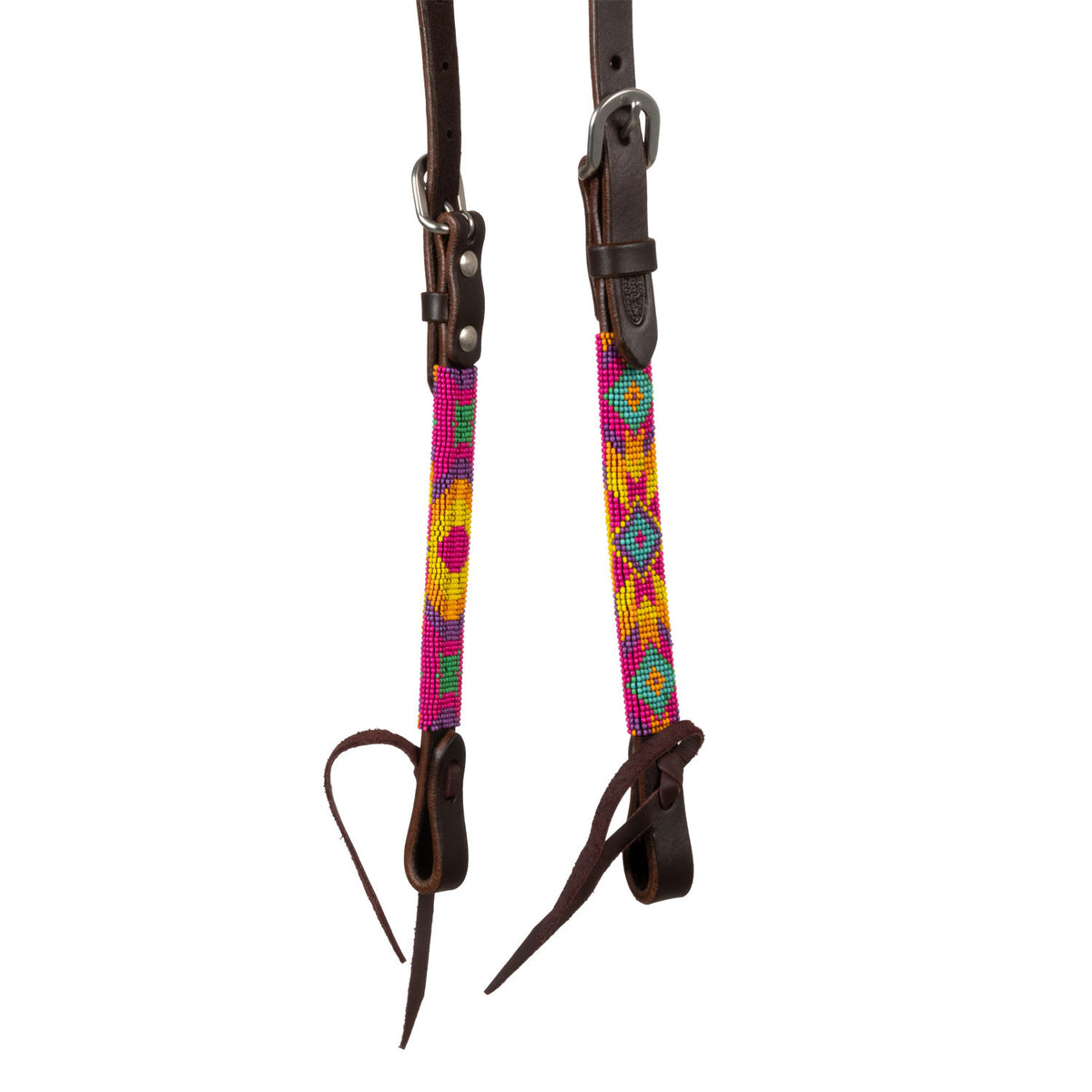 MULTICOLOR BEADED OILED WESTERN ONE EAR BRIDLE