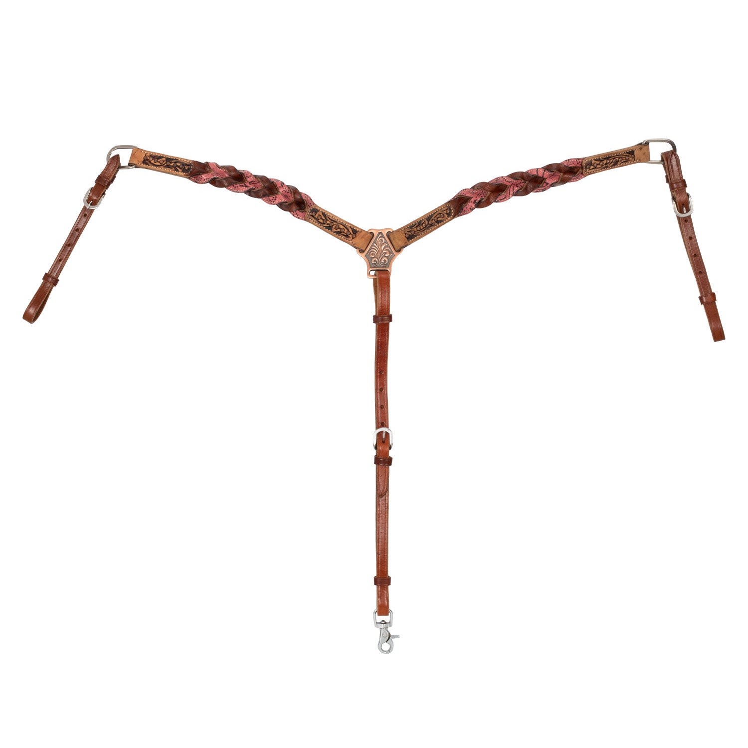 Breastcollar with braided leather decorations.