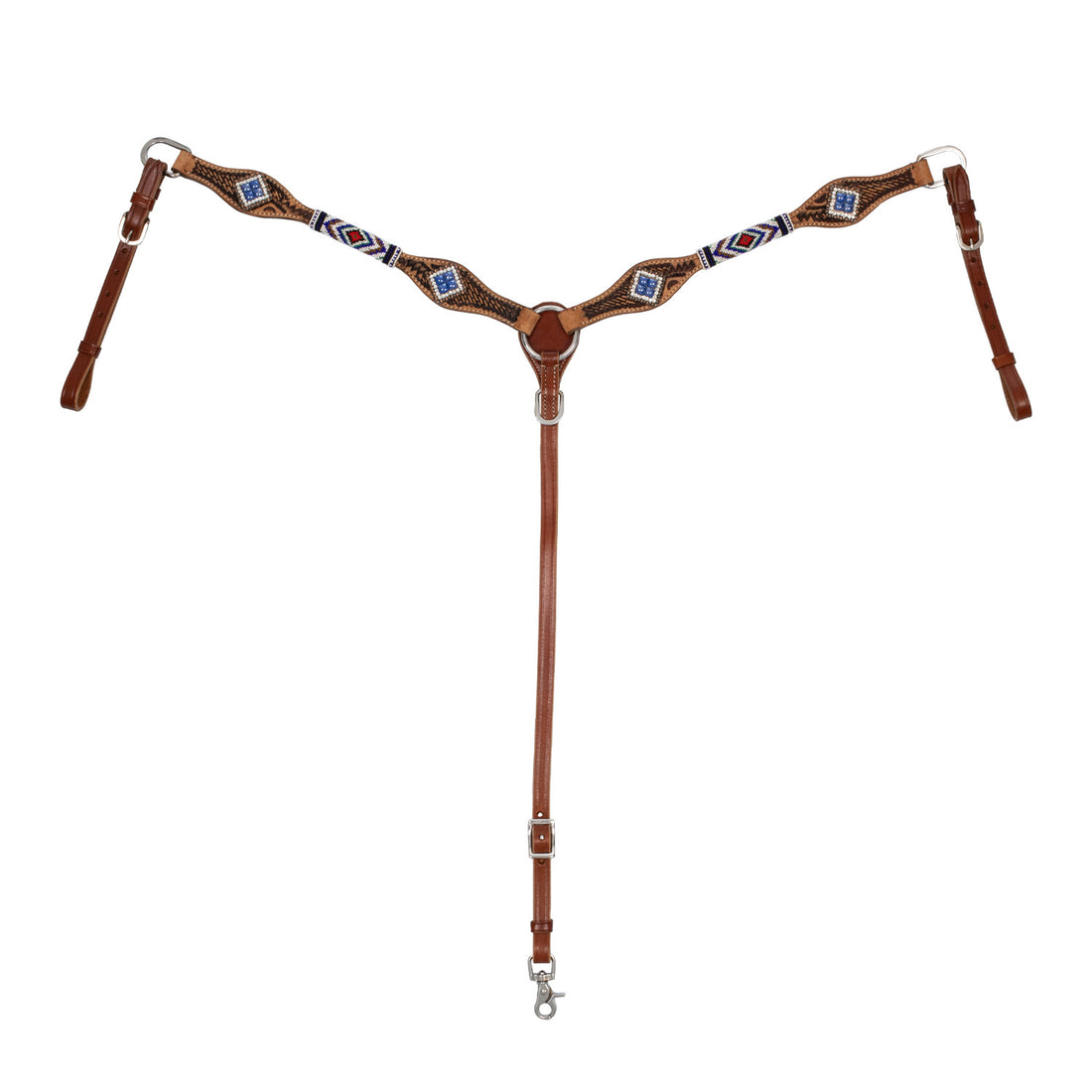 Breastcollar with blue diamond decorations.