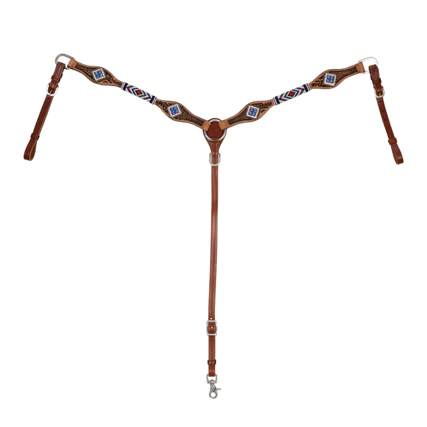 Breastcollar with blue diamond decorations.
