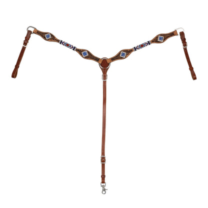 Breastcollar with blue diamond decorations.