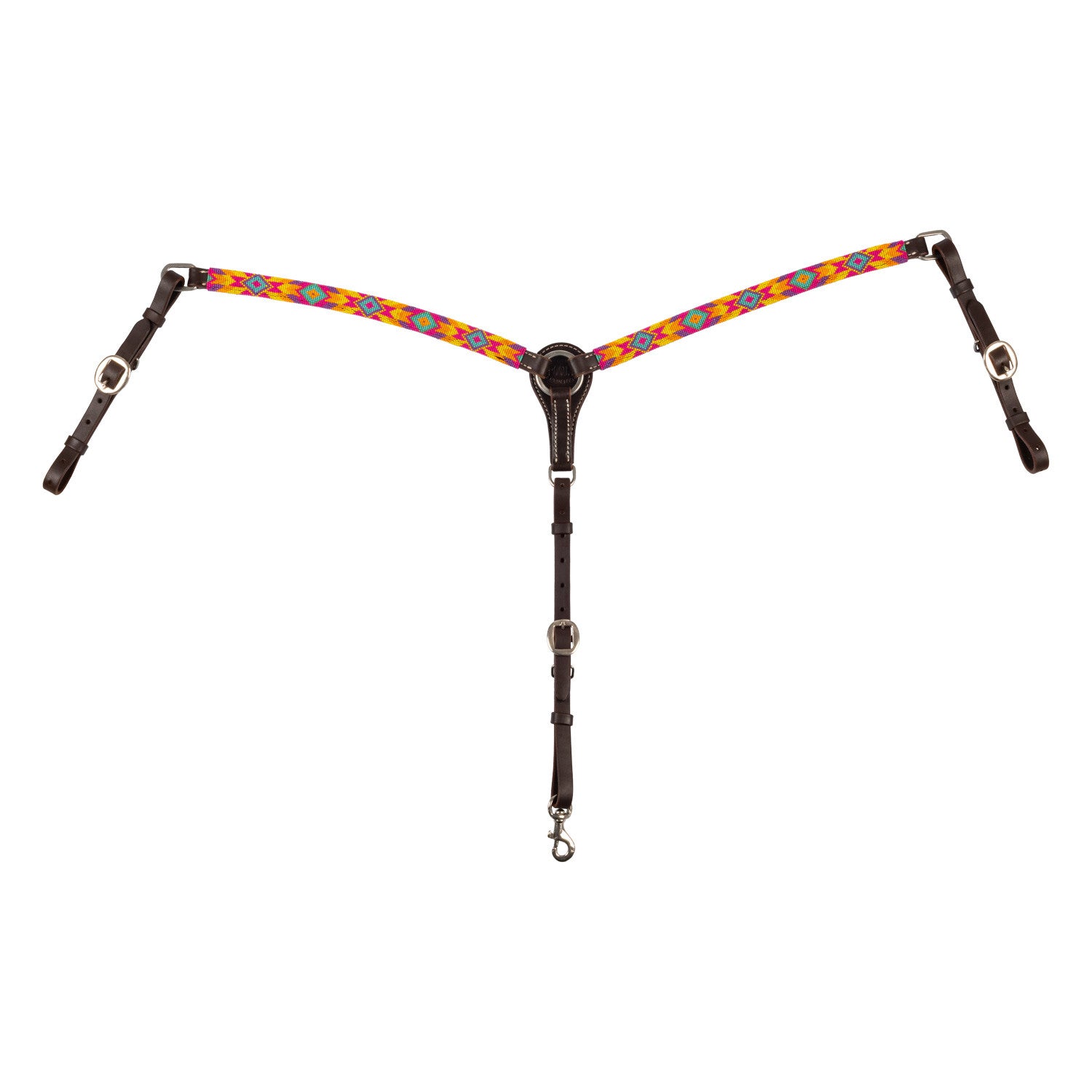 MULTICOLOR BEADED WESTERN OIL BREASTPLATE.