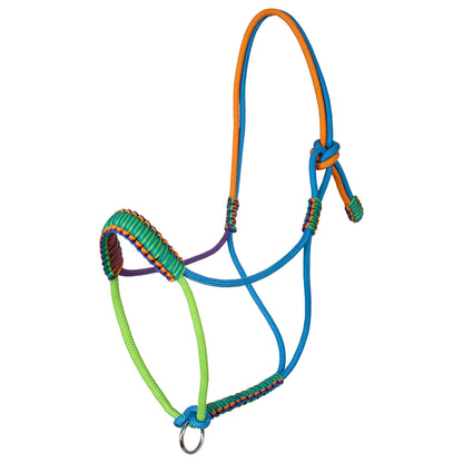 Braided halter with decorations.