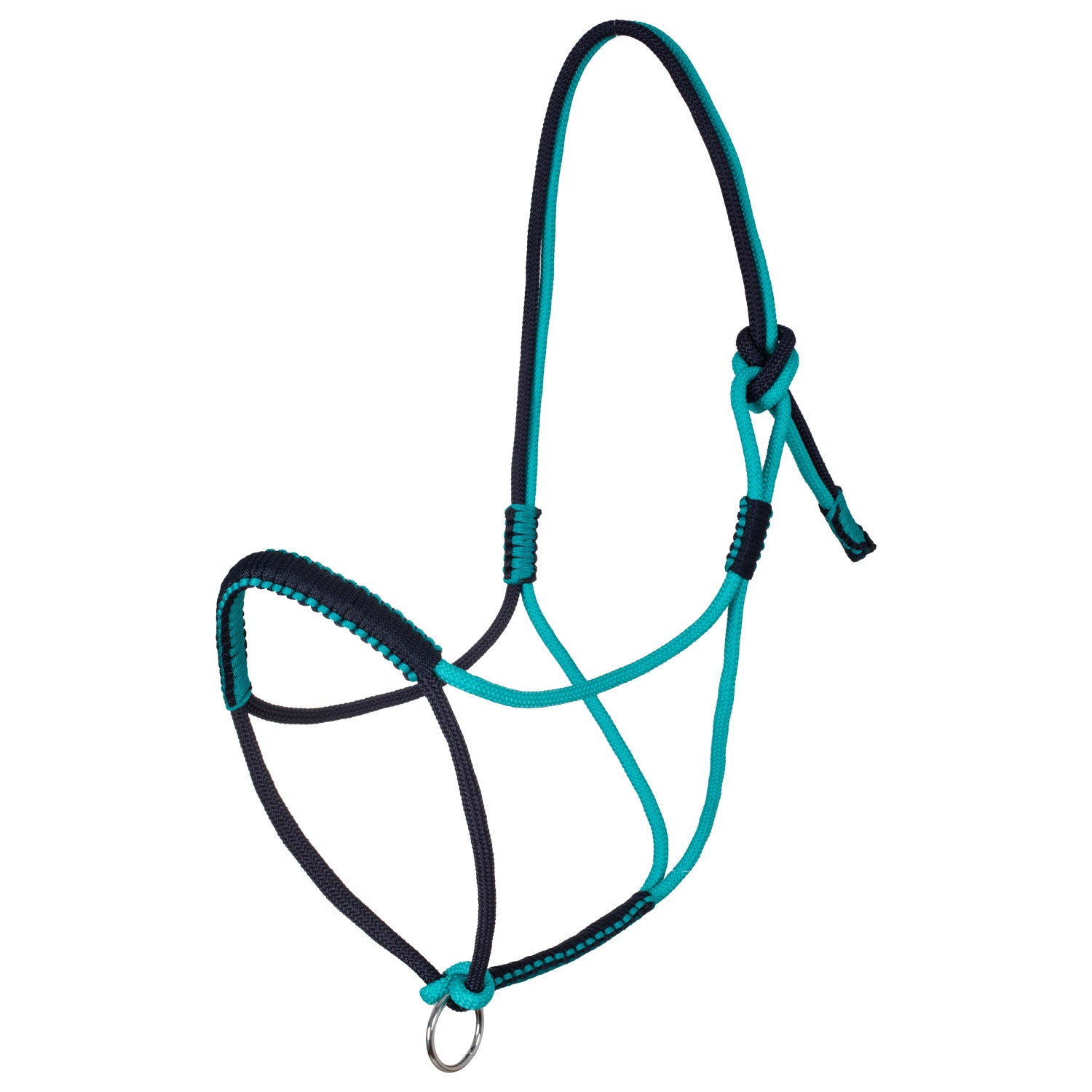 Braided halter with decorations.