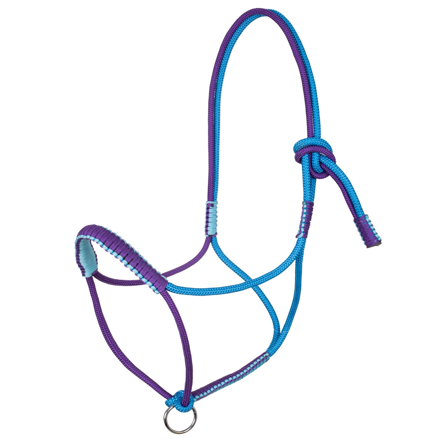 Braided halter with decorations.