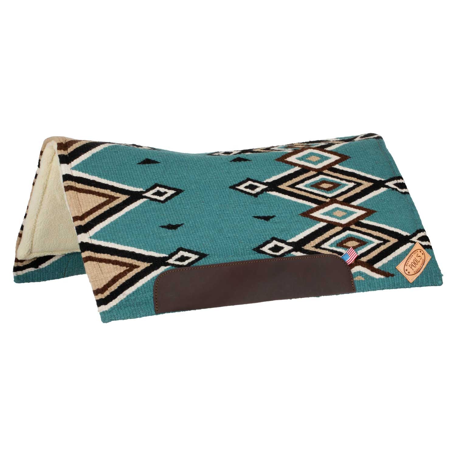 Contoured western saddle pad with wool padding.