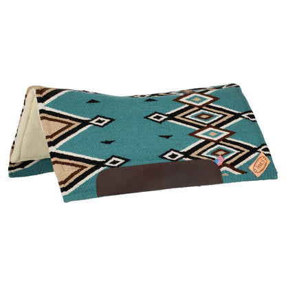 Contoured western saddle pad with wool padding.