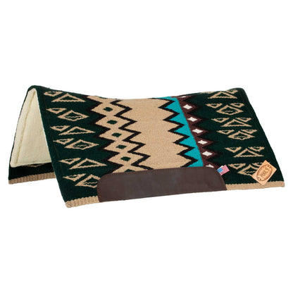 Contoured western saddle pad with wool padding.