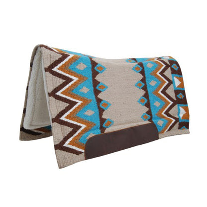 Contoured western saddle pad with wool padding.