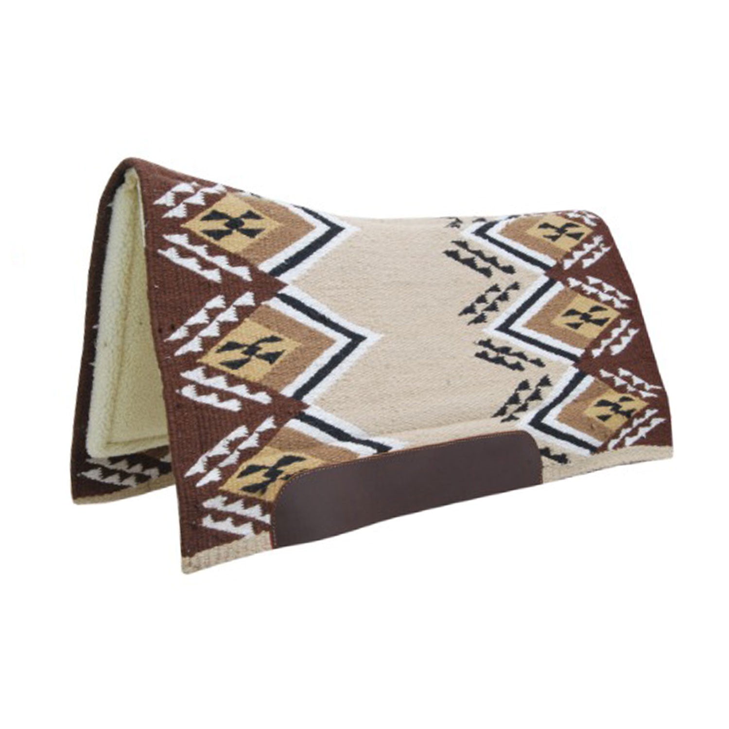 Contoured western saddle pad with wool padding.