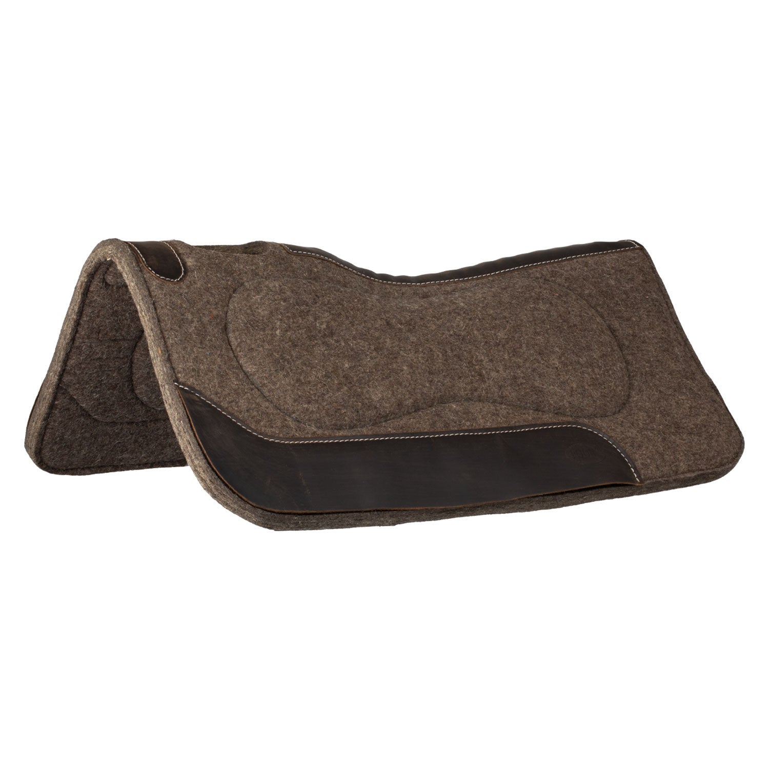 Pure wool felt saddle pad with grain wear leather.