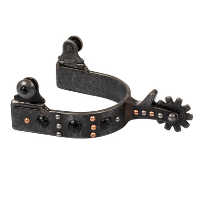 Steel western spurs with black beads.