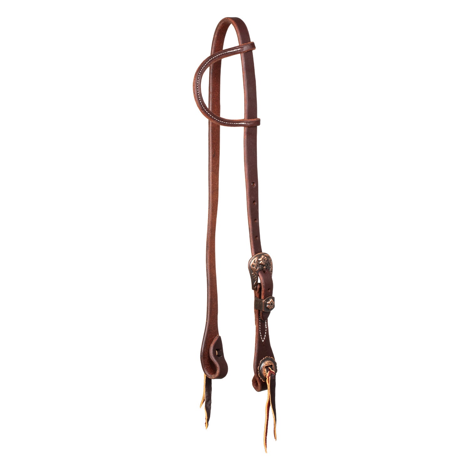 3/4" SLIP EAR W/ANT COPPER BUCKLE AND CONCHOS.