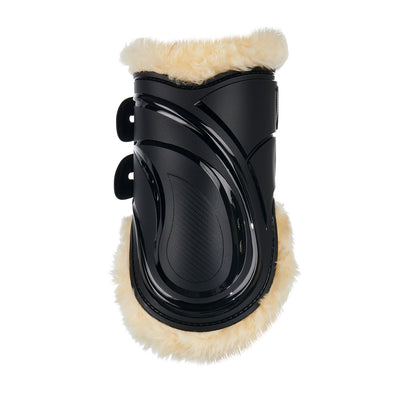 Fetlock boots in polyurethane with synthetic lambskin.