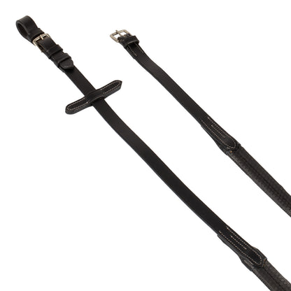 LEATHER AND RUBBER REINS SILVER FITTING (1.6CM).