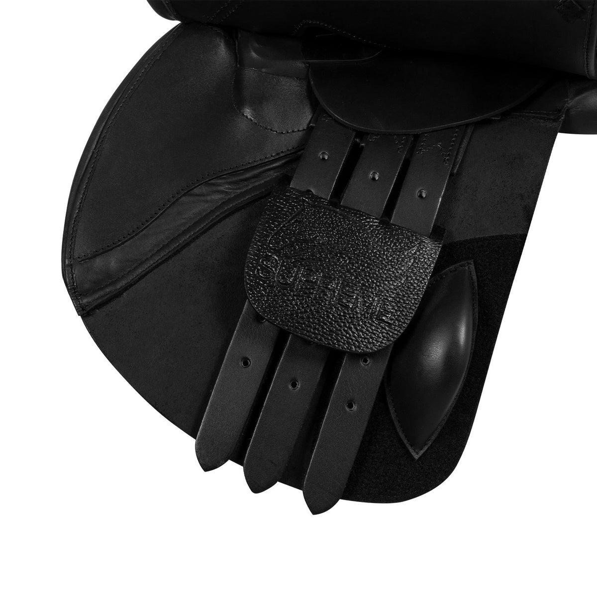 JUMPING SADDLE DOUBLE SOFT LEATHER AND ADJUSTABLE GULLET
