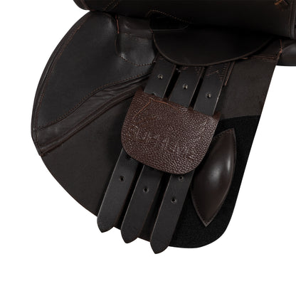 JUMPING SADDLE DOUBLE SOFT LEATHER AND ADJUSTABLE GULLET