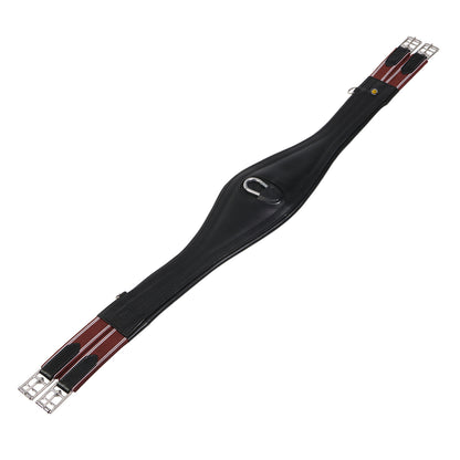 Leather jumping girth with elastic bands.
