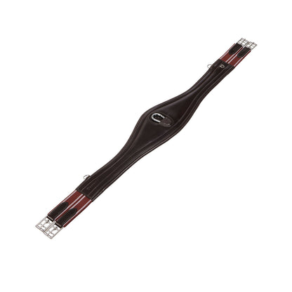Leather jumping girth with elastic bands.