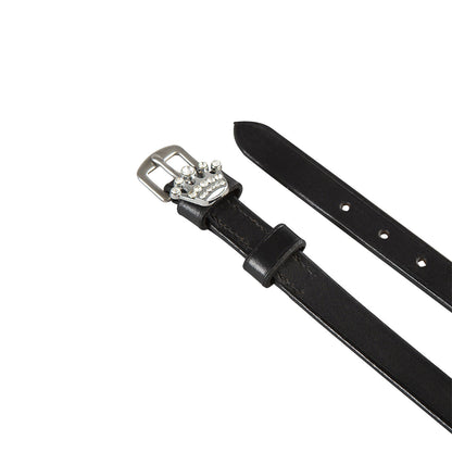 Laces for spurs in leather with rhinestone decorations.
