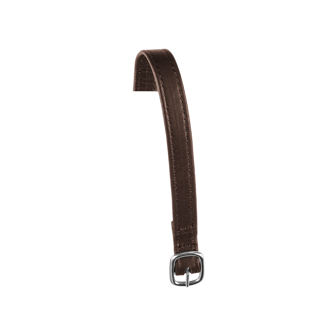 Spur straps in double leather and silver buckle.