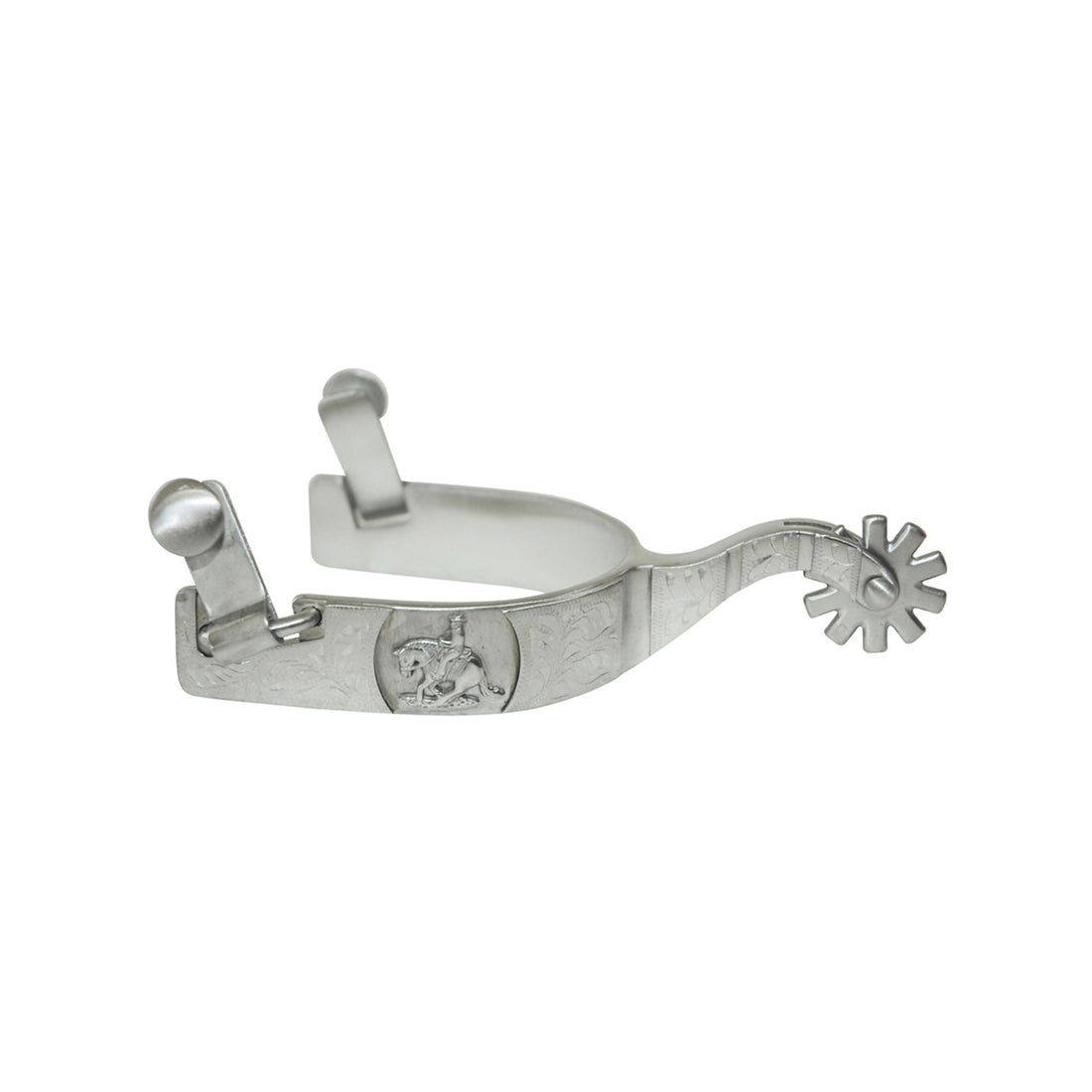 WESTERN SATIN SPURS WITH REINING DECORATION.