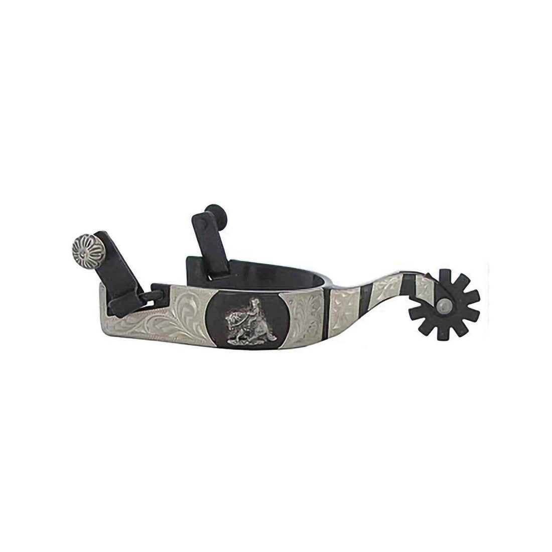 BLACK SPURS W/METAL PLATE REINING.