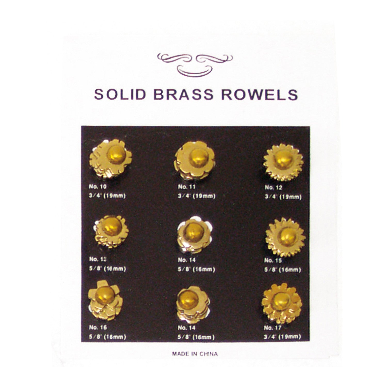 BRASS ROWELS CARD. SMALL SIZE.